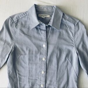 Fitted Blue and White Banana Republic Button-down